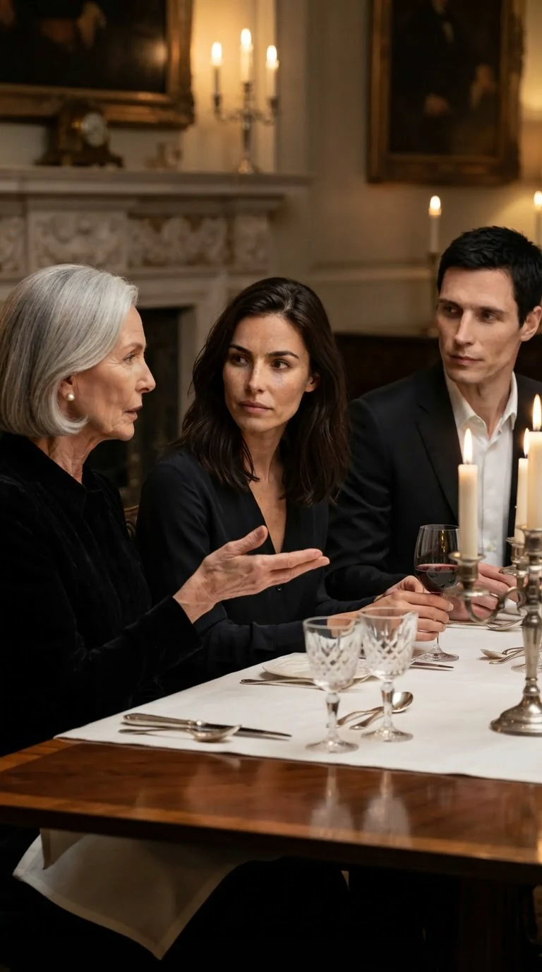 Lenore turns to Warren and gestures at Thea with an open palm.