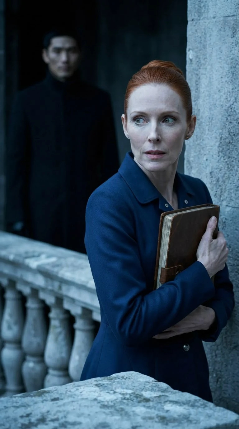 A copper-haired clerk turns toward the back of the hall, silenced.