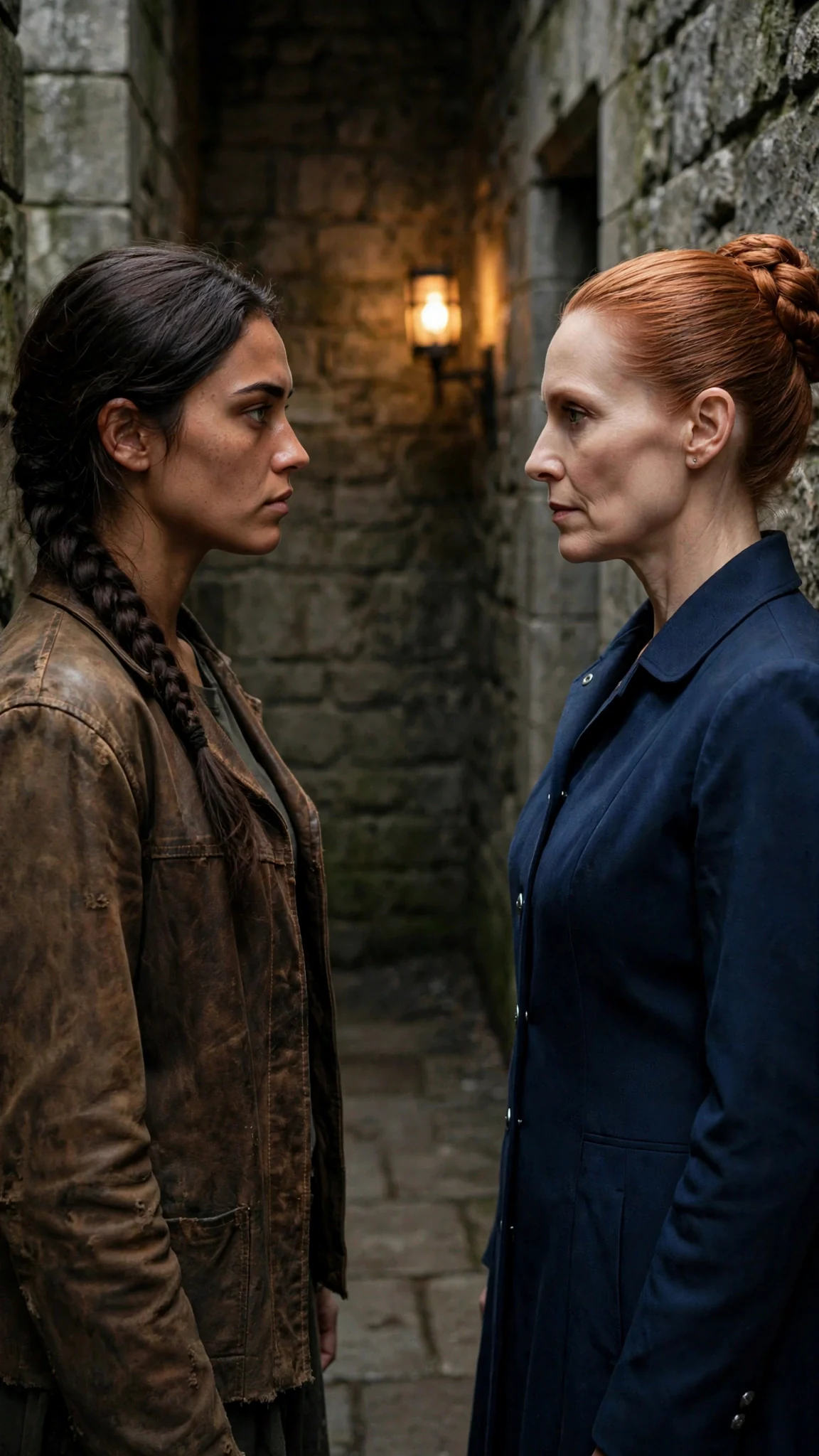 Sorrel and Lysa face each other, close, both still.
