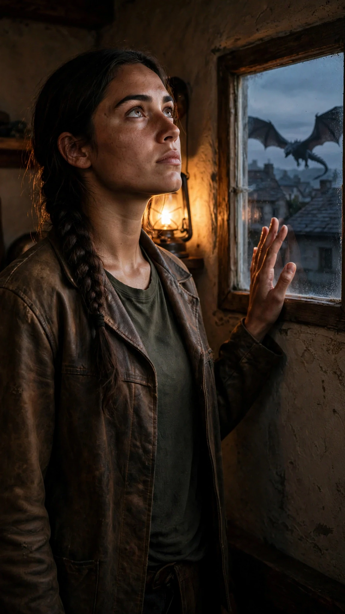 Sorrel stands at the window with her hand on the glass, watching the shadow circle.