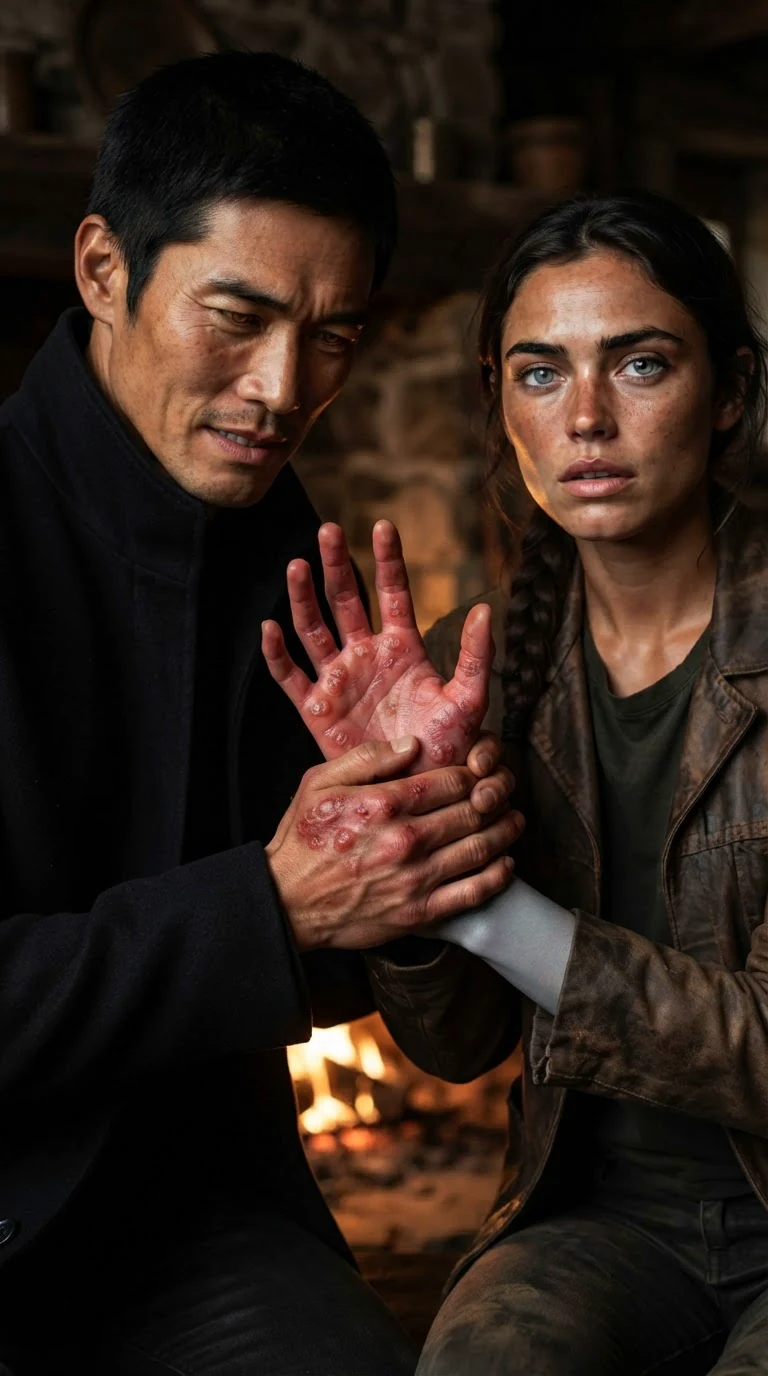 The burn leaves Sorrel's wrist and reddens Vareth's palm as he holds on.