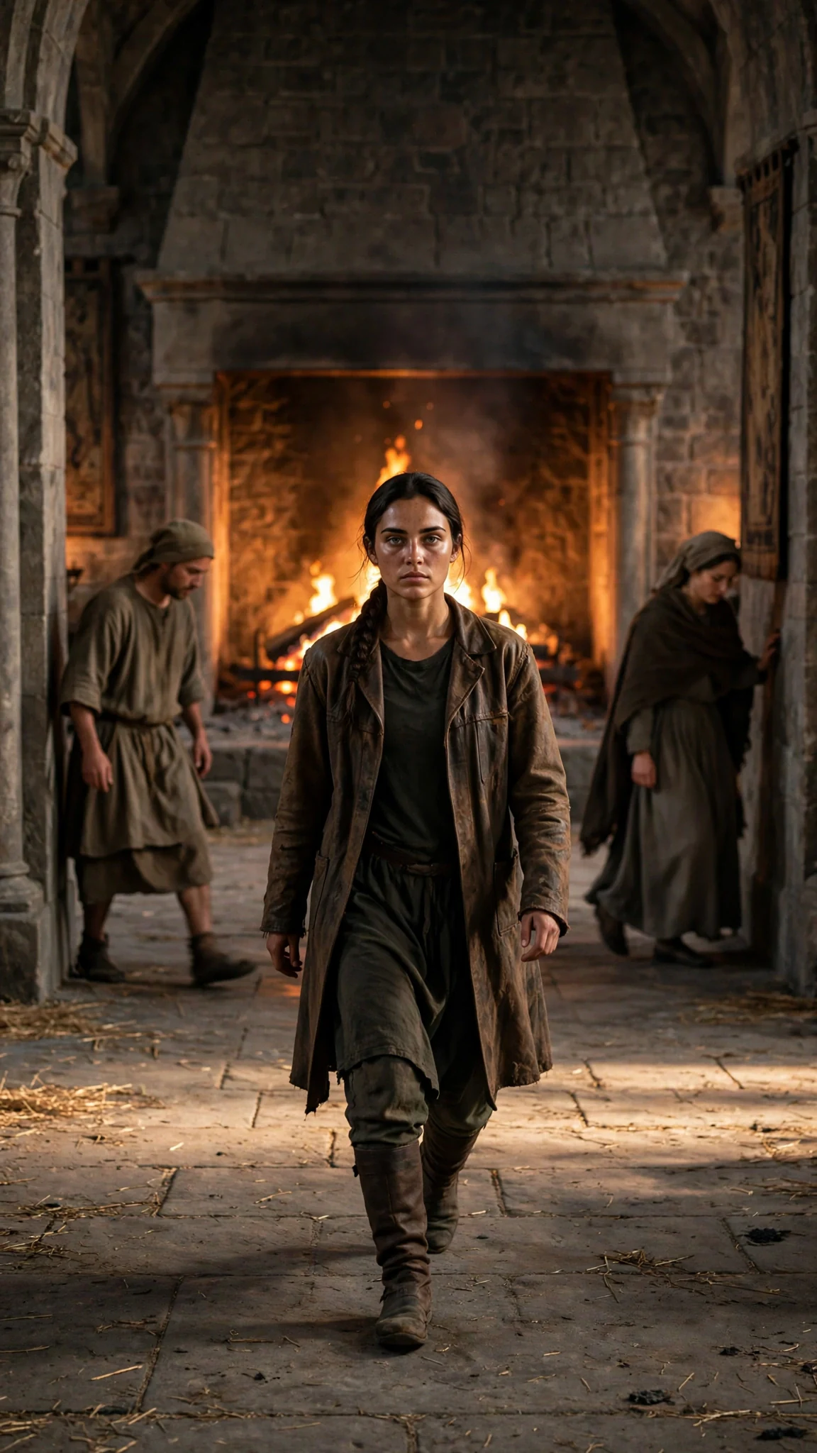 Sorrel crosses the warm keep hall with her boots loud on the stone.