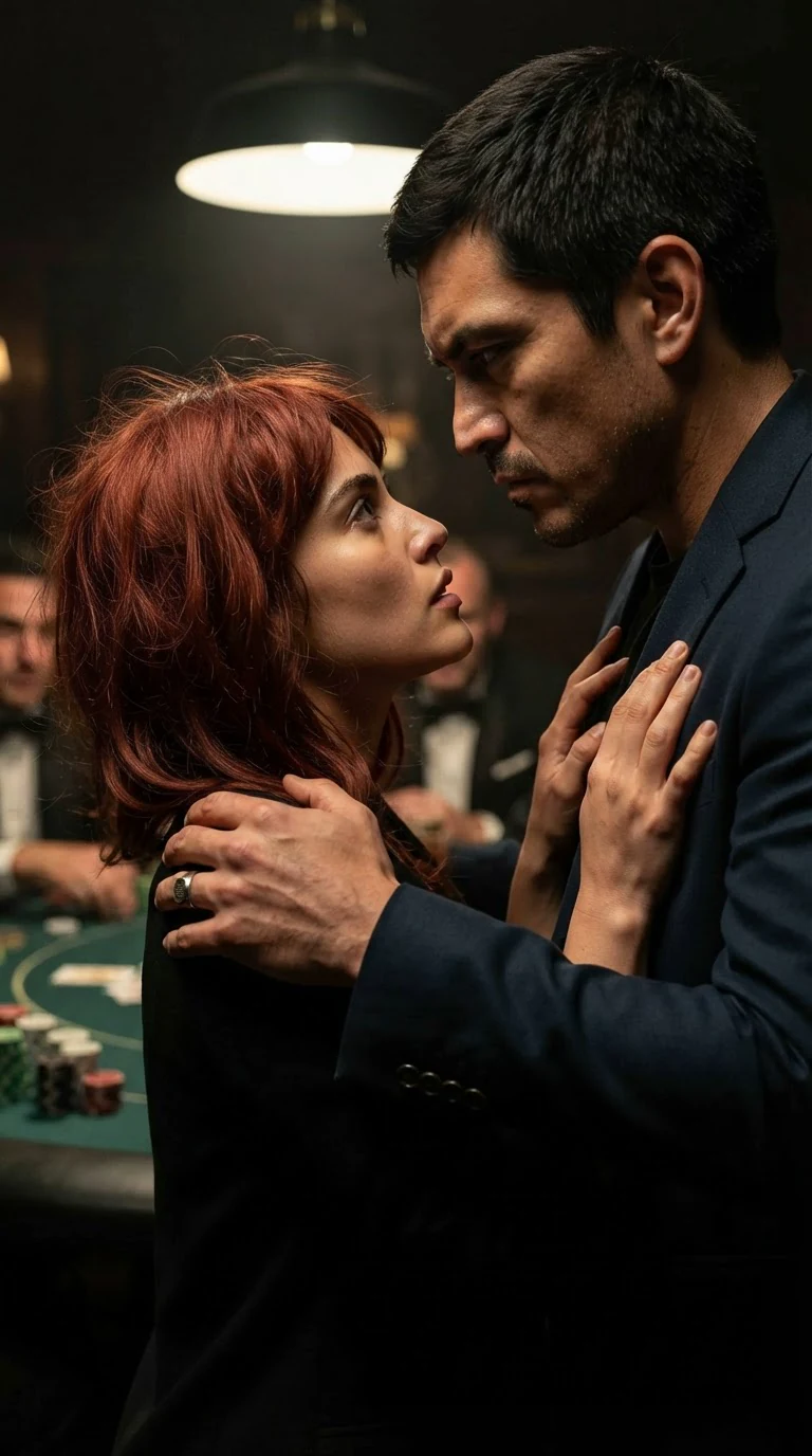 Rafael pulls Mira against him, her hands flat on his chest, her face hot and defiant.