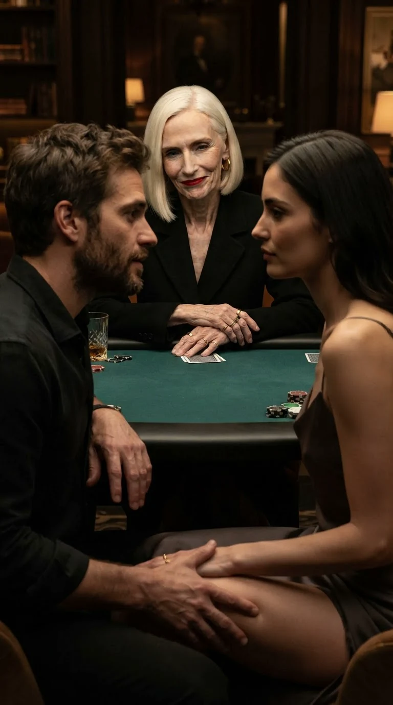 Delphine watches Mira and Rafael from across the green table, her eyes cold.