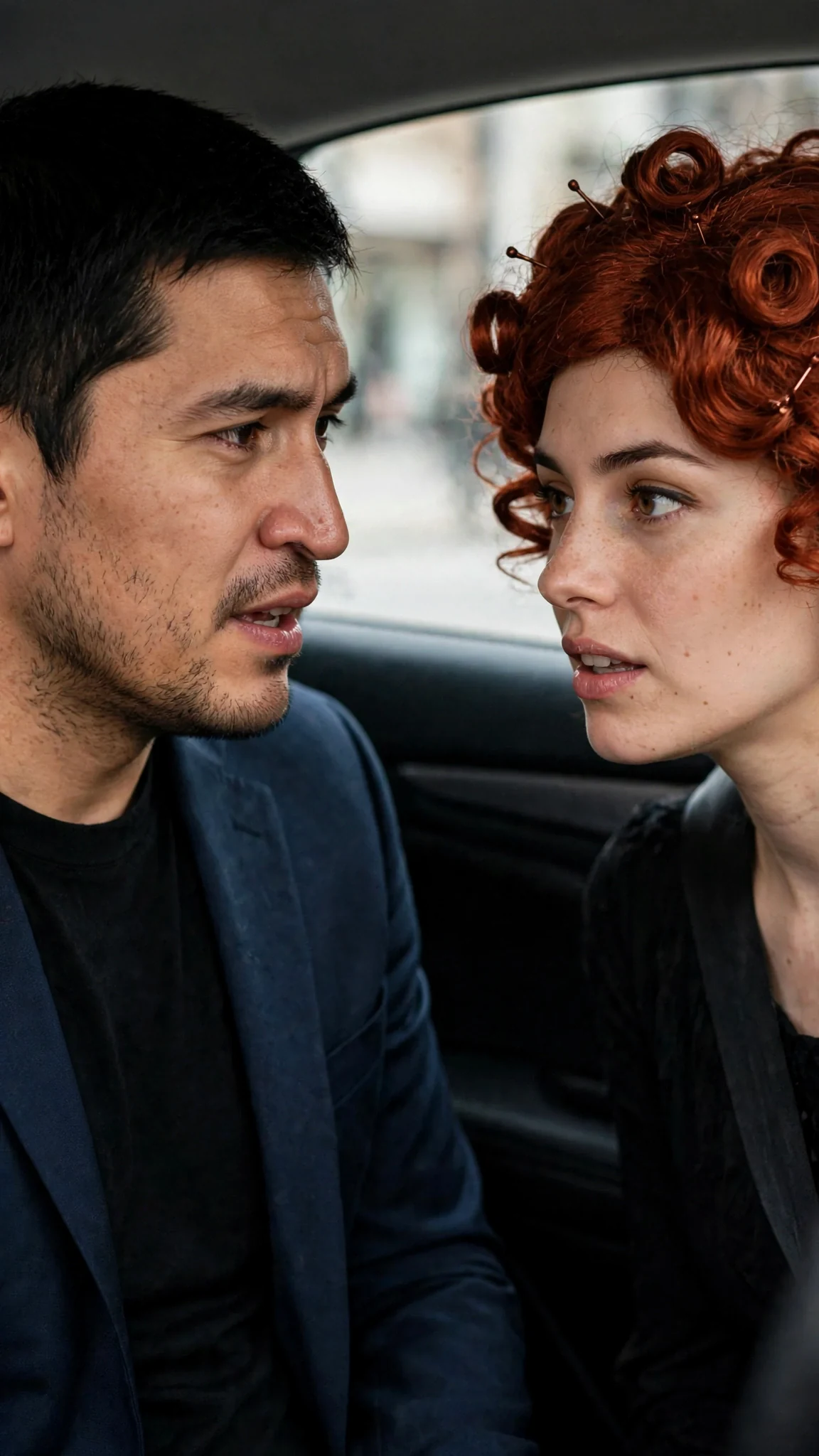 The man looks at her and says her name like he's testing whether it's real.