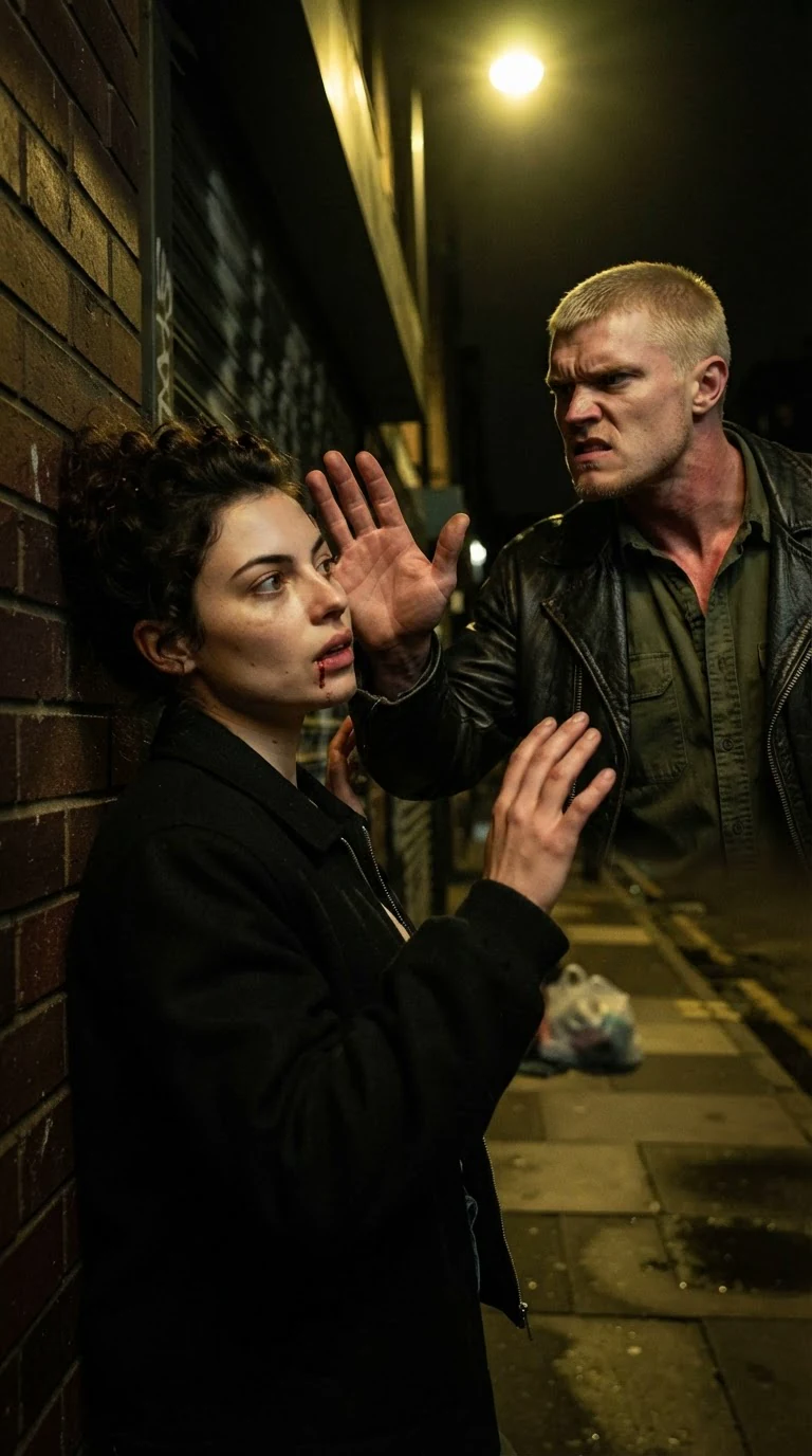 His open hand cracks across her face and she hits the shop wall.