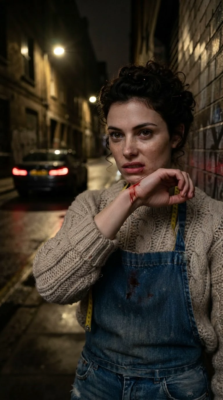 She wipes her mouth on her apron, staring at the empty street.