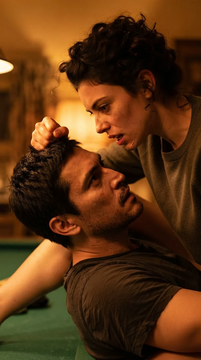 The man's mouth works between her thighs, his eyes up on her face.
