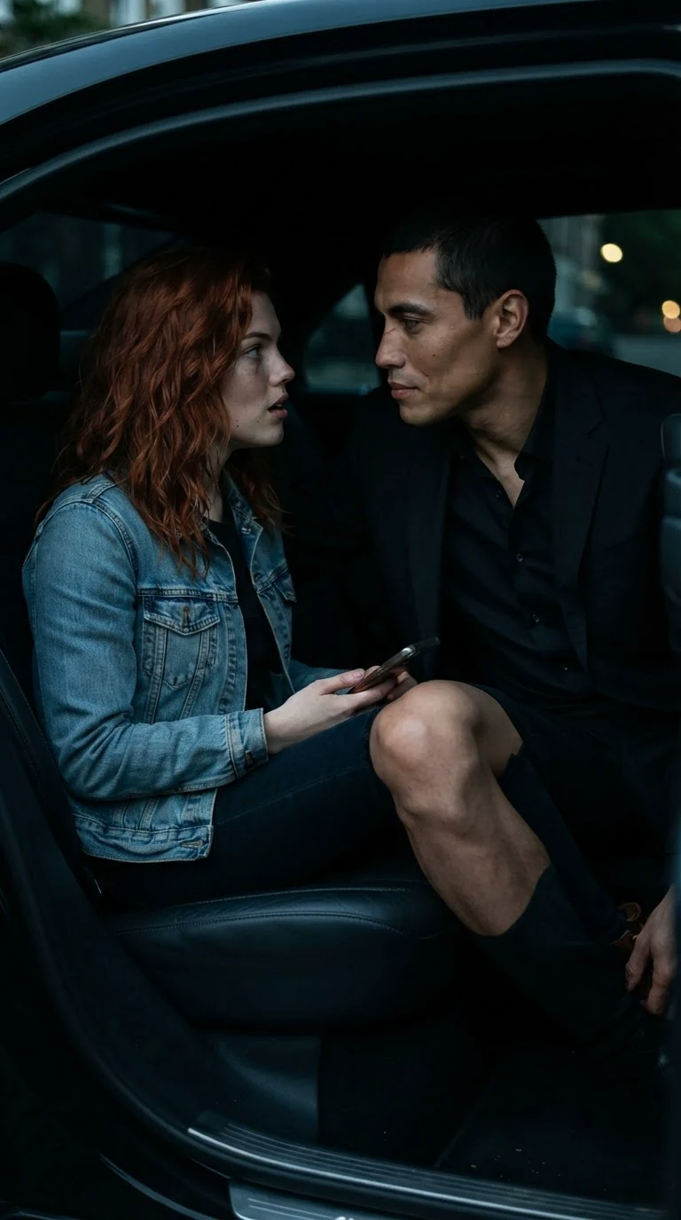 Sivio's knee presses against Winnie's in the close car seat.