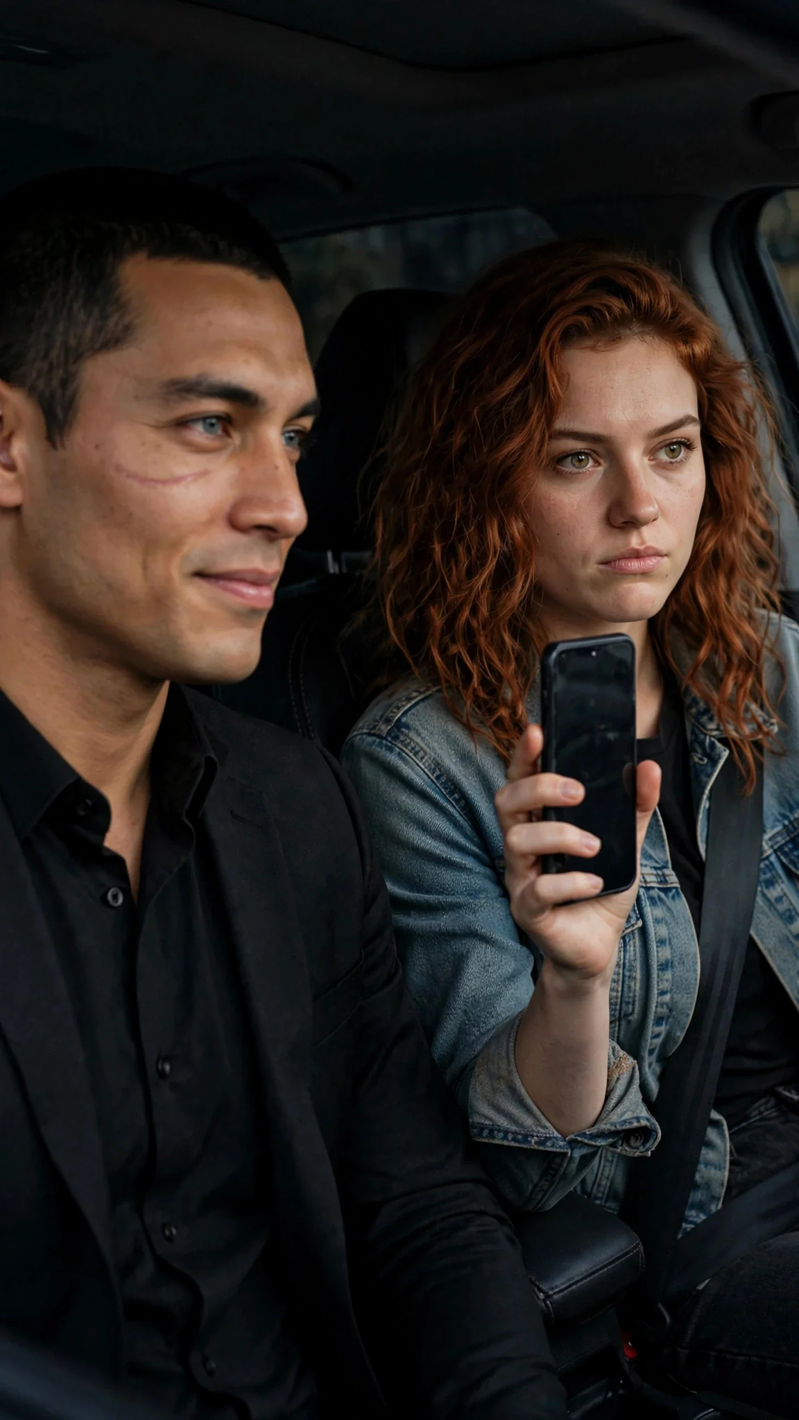 Sivio watches Winnie with dry respect while she grips her phone.