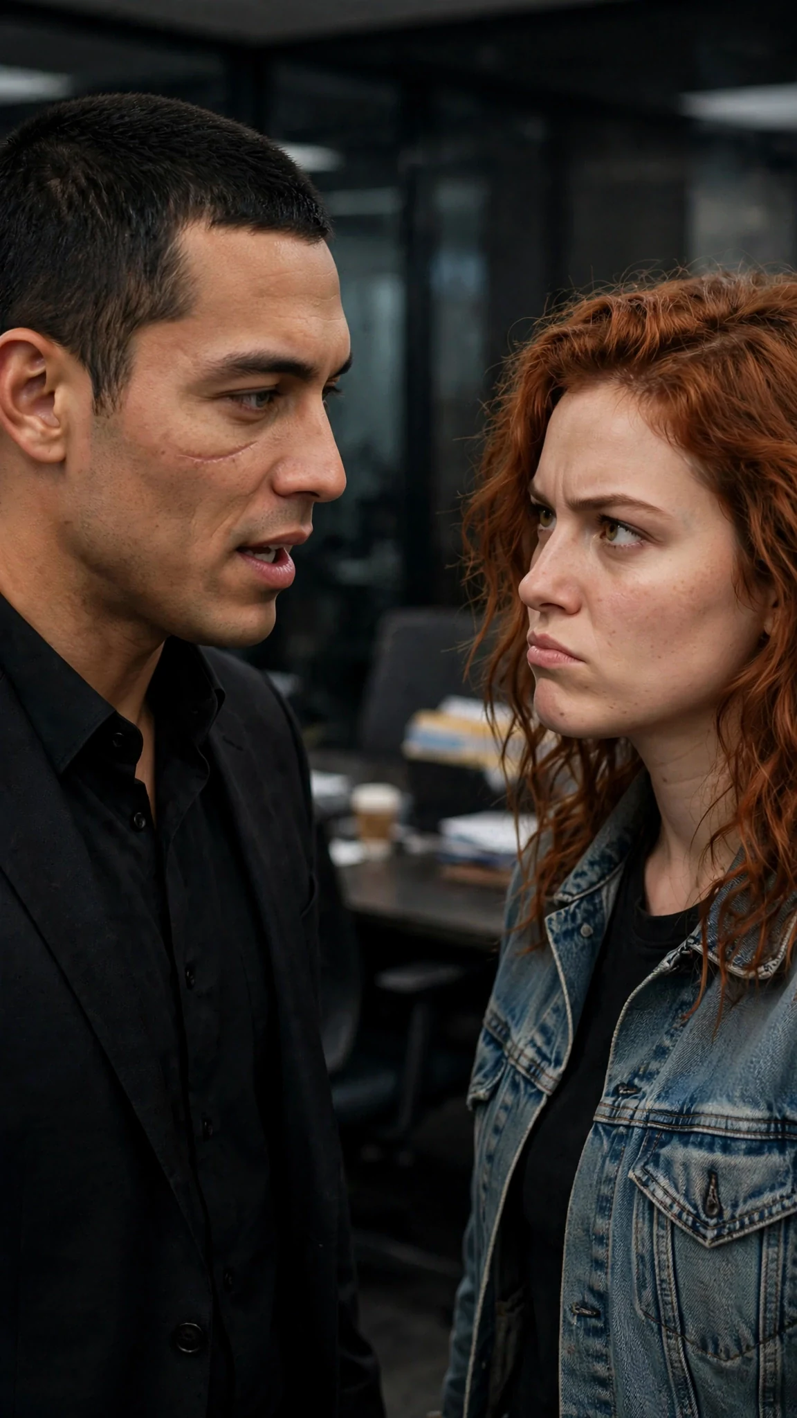 Sivio gives Winnie a flat threat while she holds her ground.