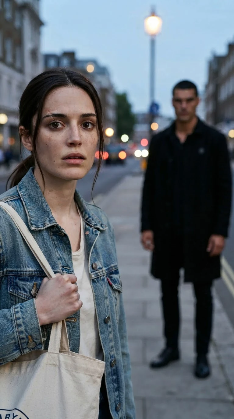 The woman freezes as the stranger’s pale gray eyes meet hers.