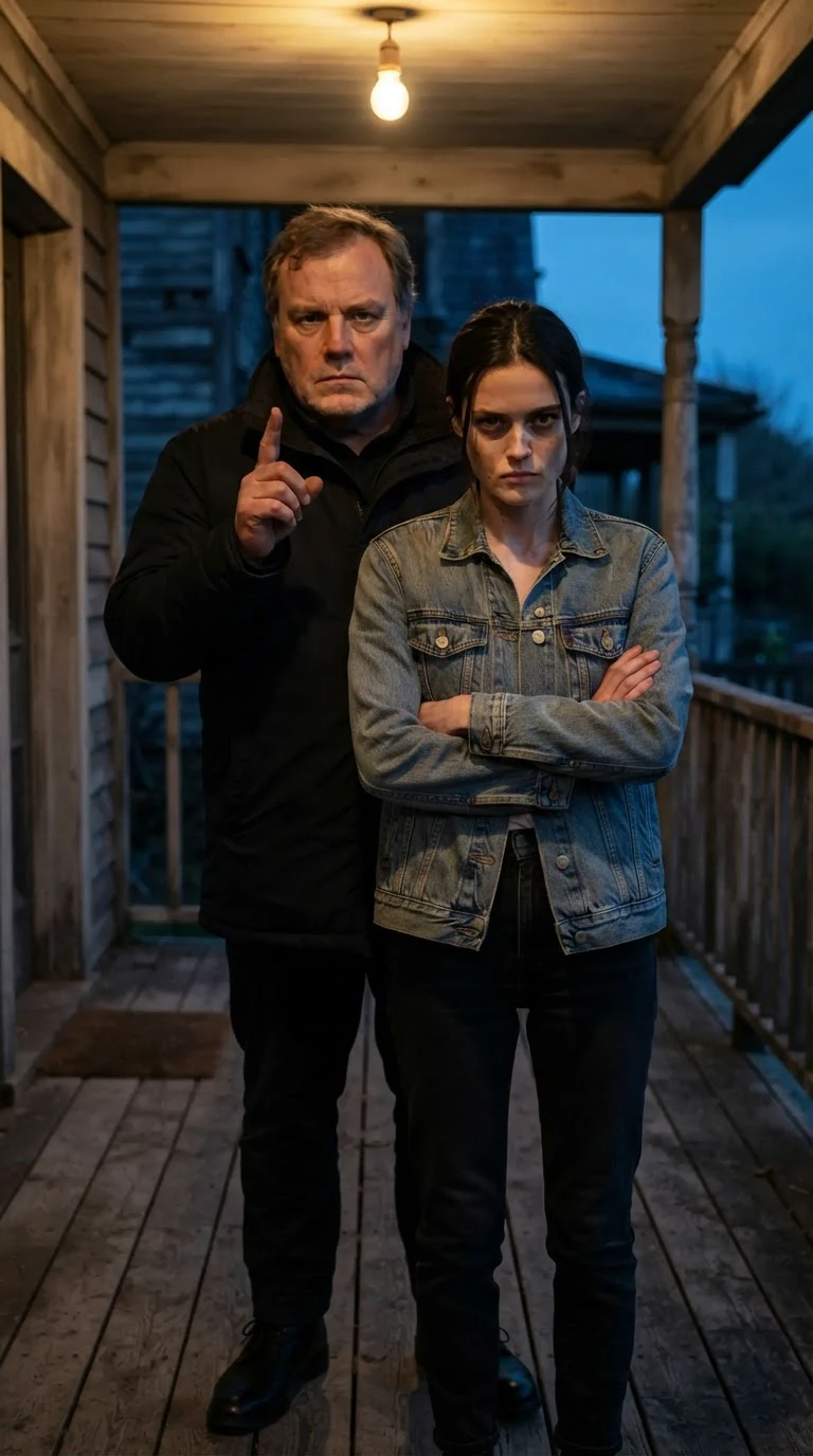 The older man counts on his fingers, cold and tired, as the young woman stares at him.