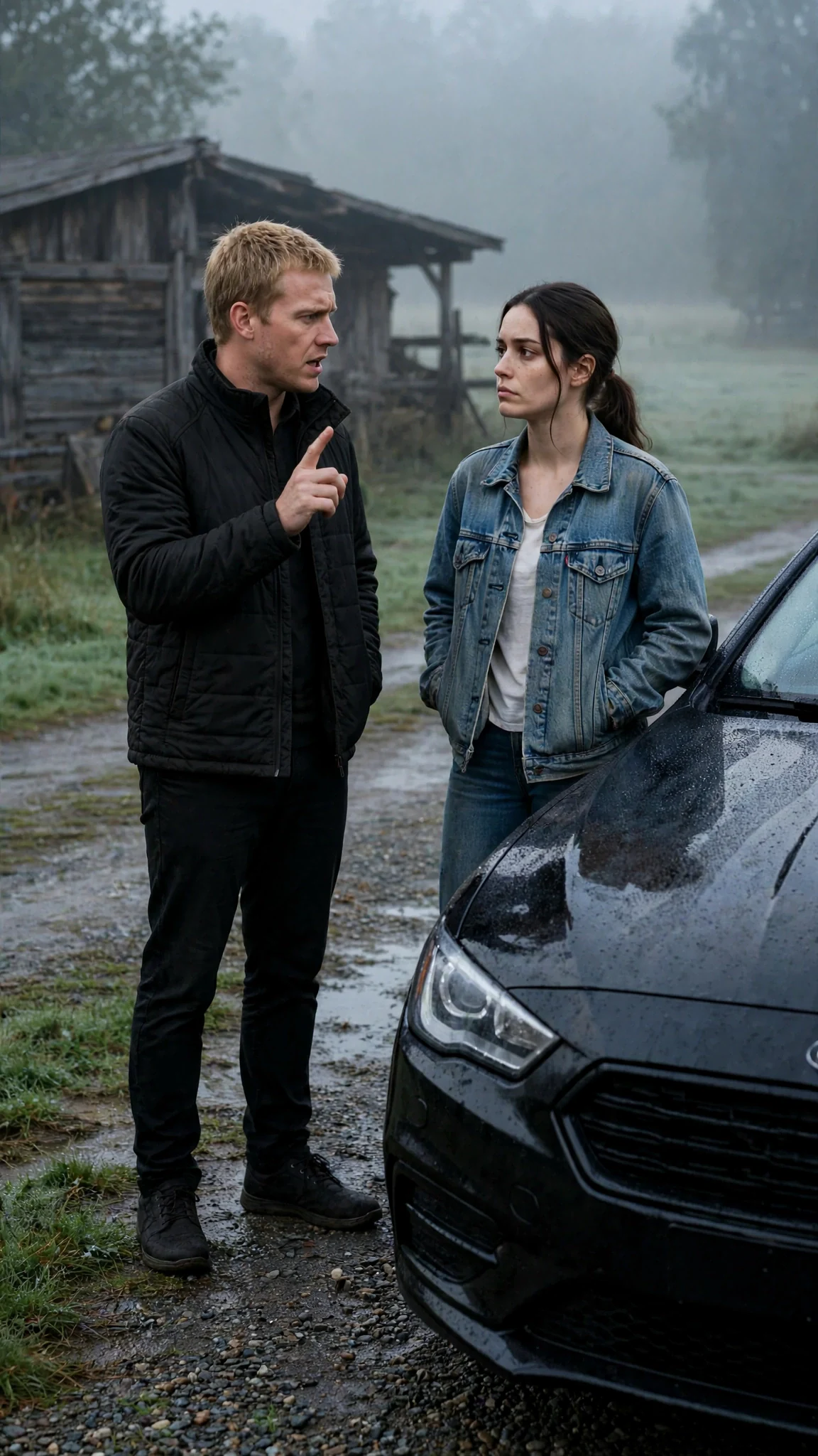 Doyle counts something on his fingers as he warns Maeve, and she stares back at him unimpressed.