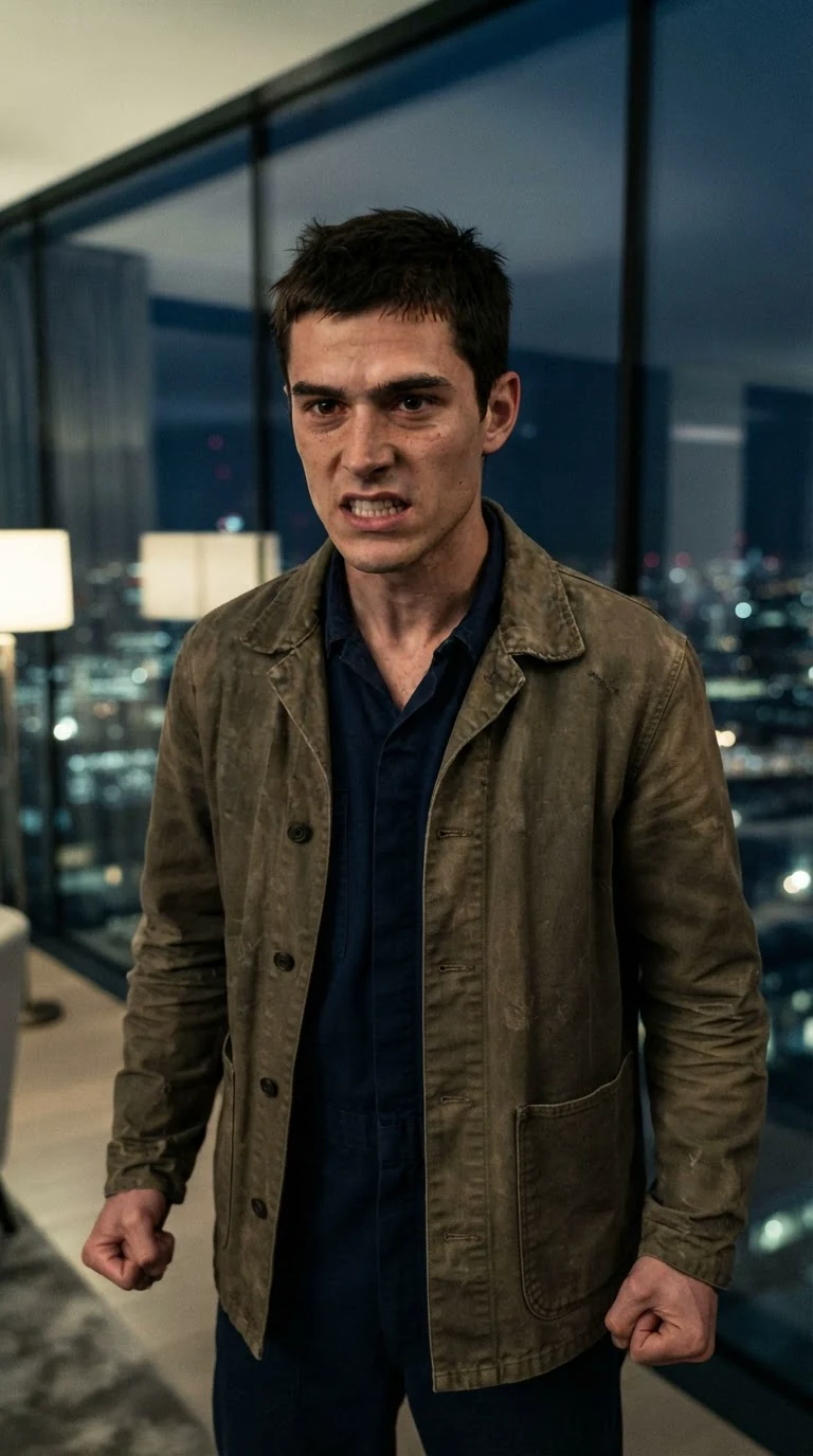 Caleb's face tightens, hands curling into fists at his sides.