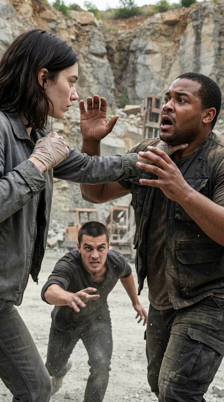 Liora strikes Nash in the throat with her left hand.