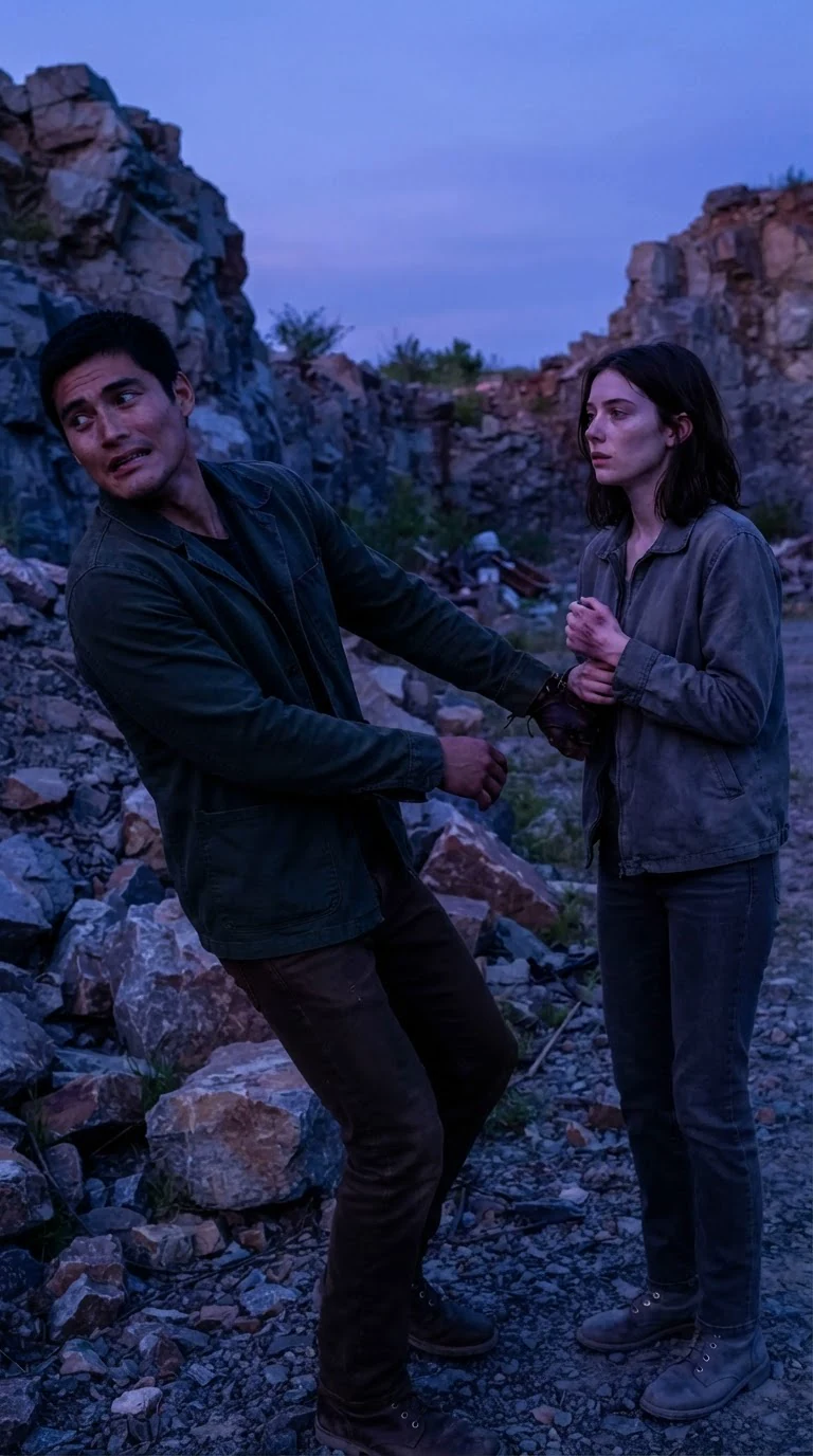 Ansel drops Liora's wrist and steps back, fear on his face.