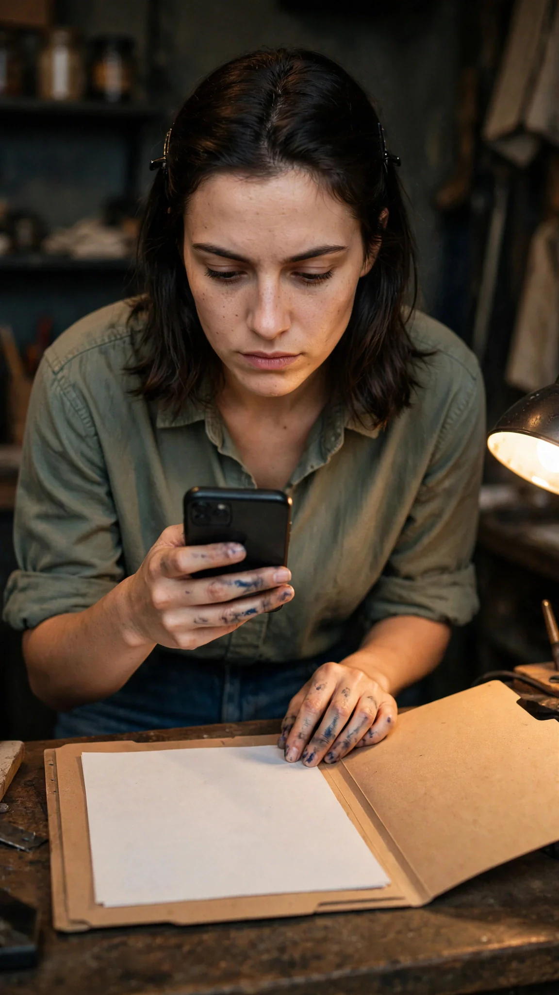 Darcy holds up her phone and photographs the loan pages one by one.