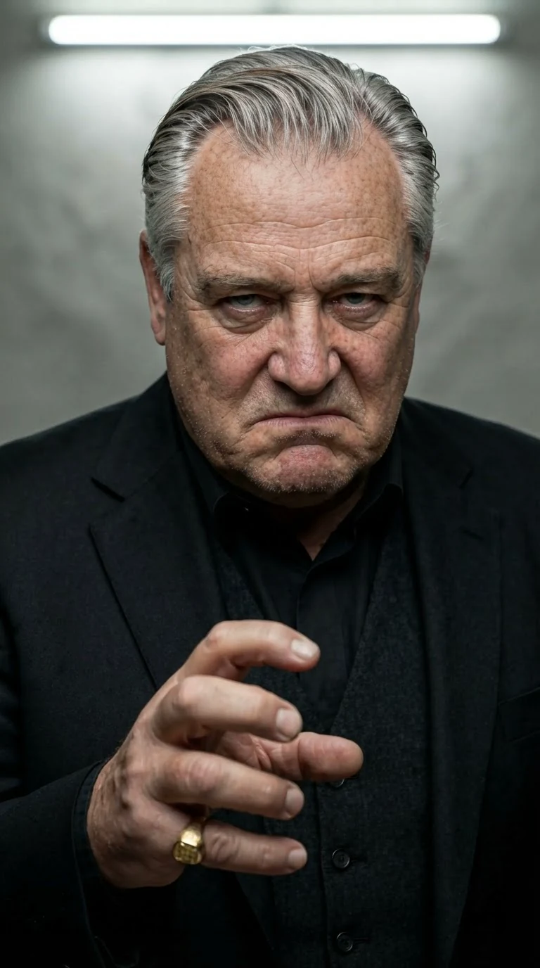 Bramwell's face turns old and ugly.