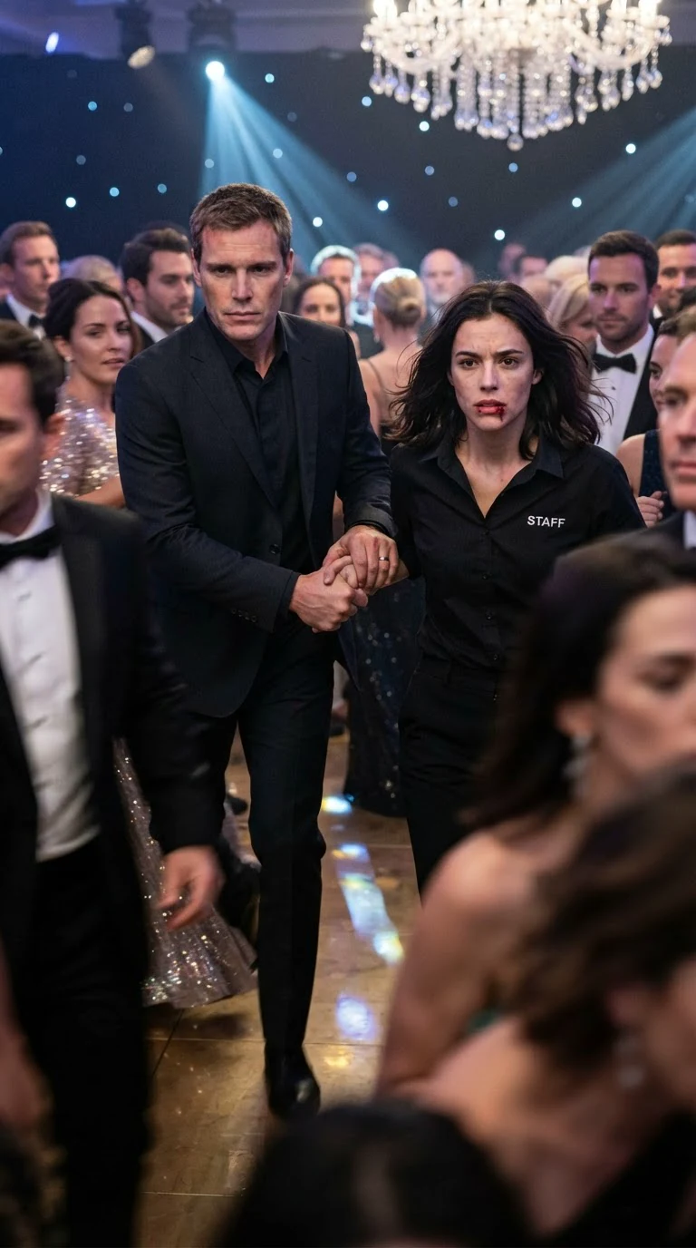 Lachlan pulls Darcy by the hand through the parting crowd toward the elevators.