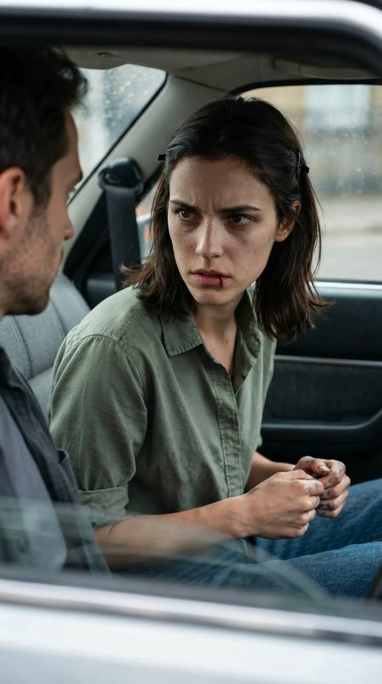 Darcy's jaw tightens, her eyes flashing with anger and something like fear.