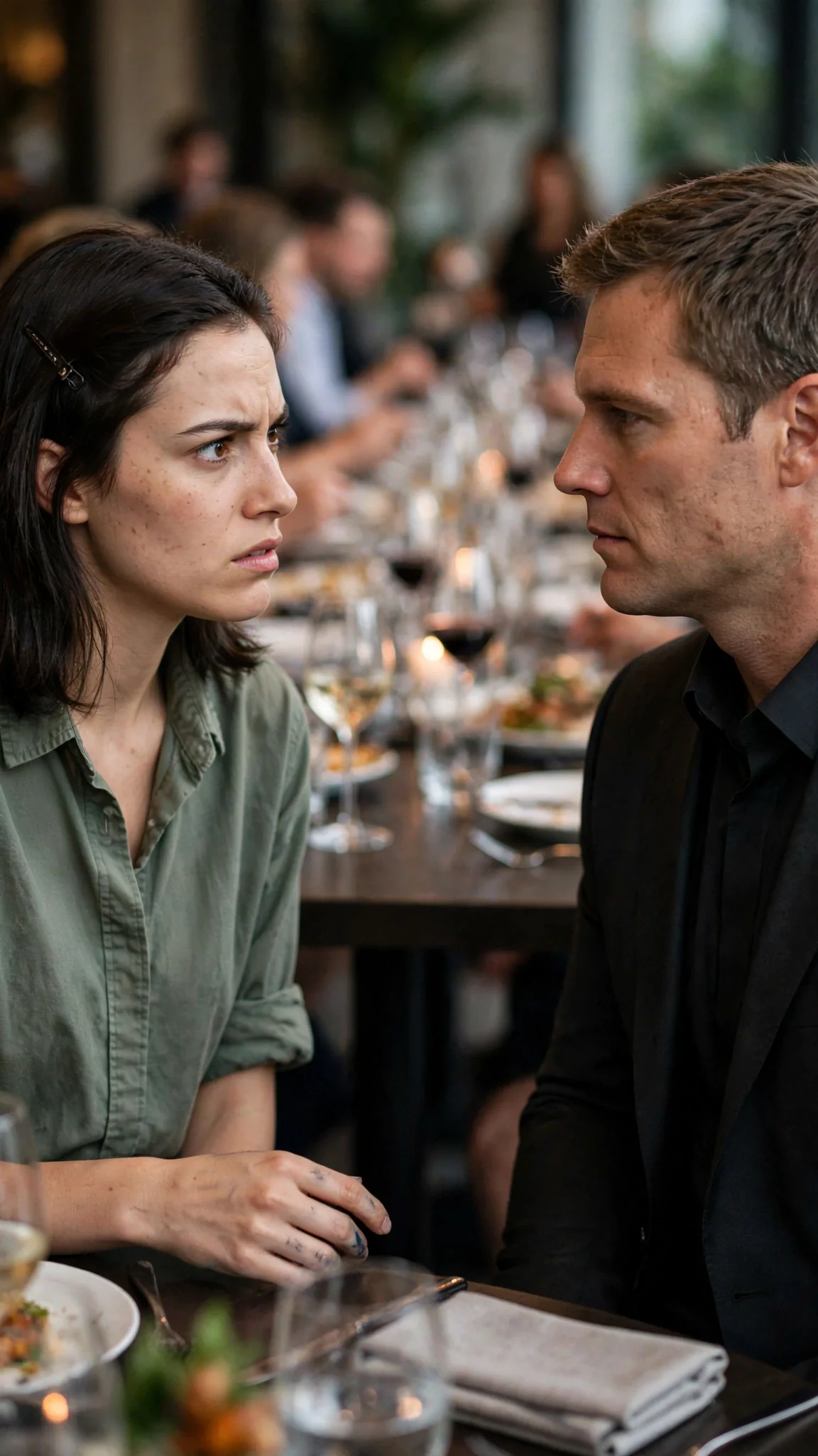 Darcy turns to Lachlan, her expression caught between anger and confusion.