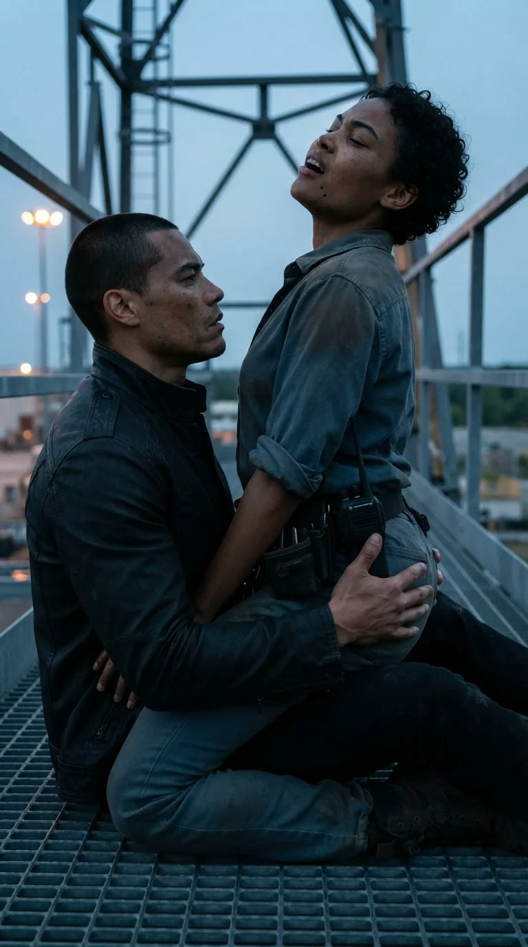 A man's hand slides under a woman's waistband as she arches against him.