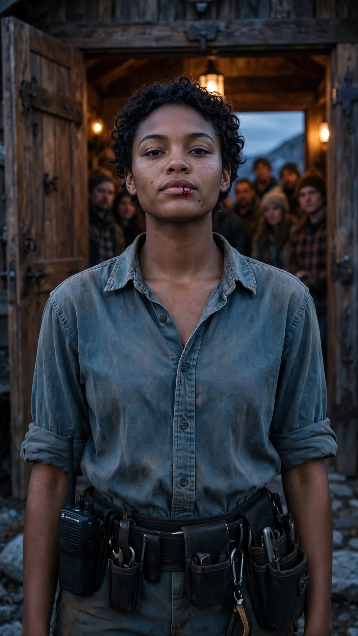 Nova walks out of the hall into cold evening air, her face set hard.