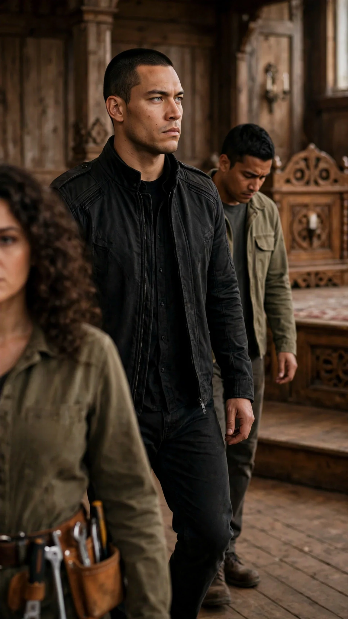 Evander walks into the hall with Piet behind him, looking past Nova.