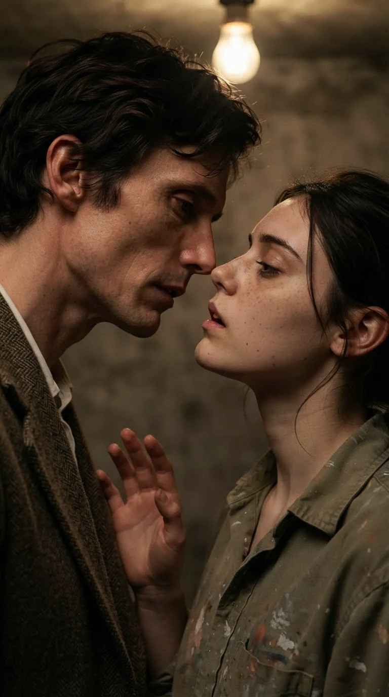 He looks down at her mouth for a long second, close enough that she can feel his breath.