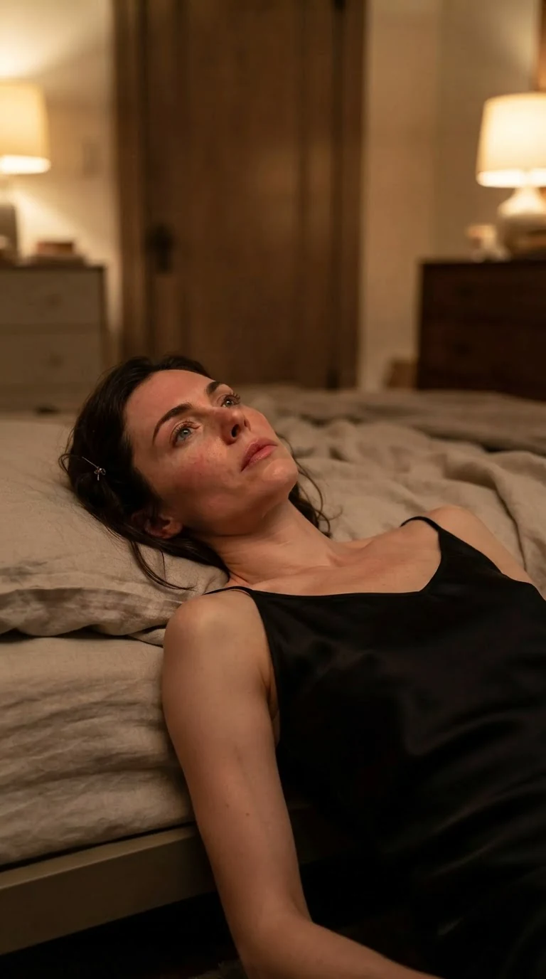 Rue lies alone on the bed, staring at the ceiling, the bedroom door closed.