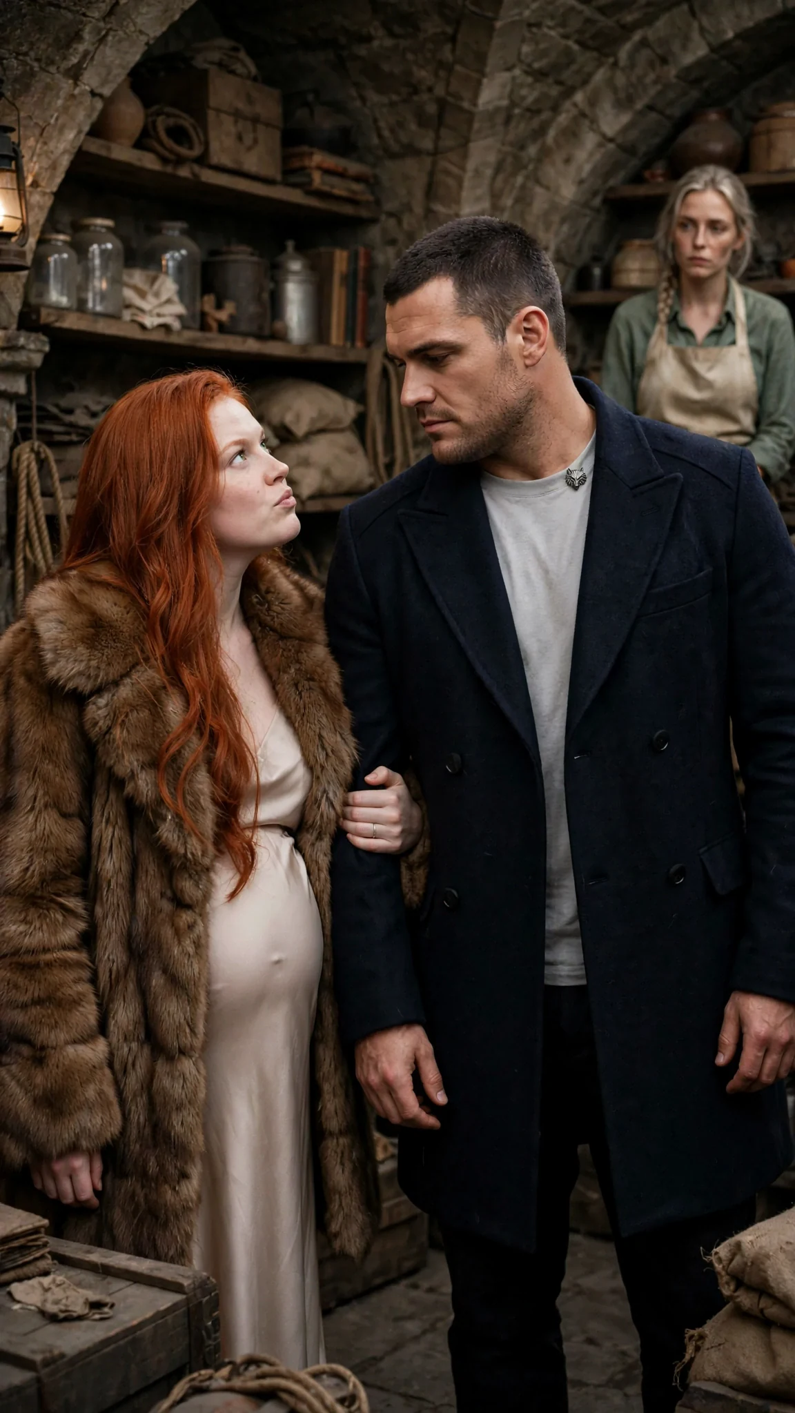 Ilona stands close to Darragh, chin lifted, refusing to leave.