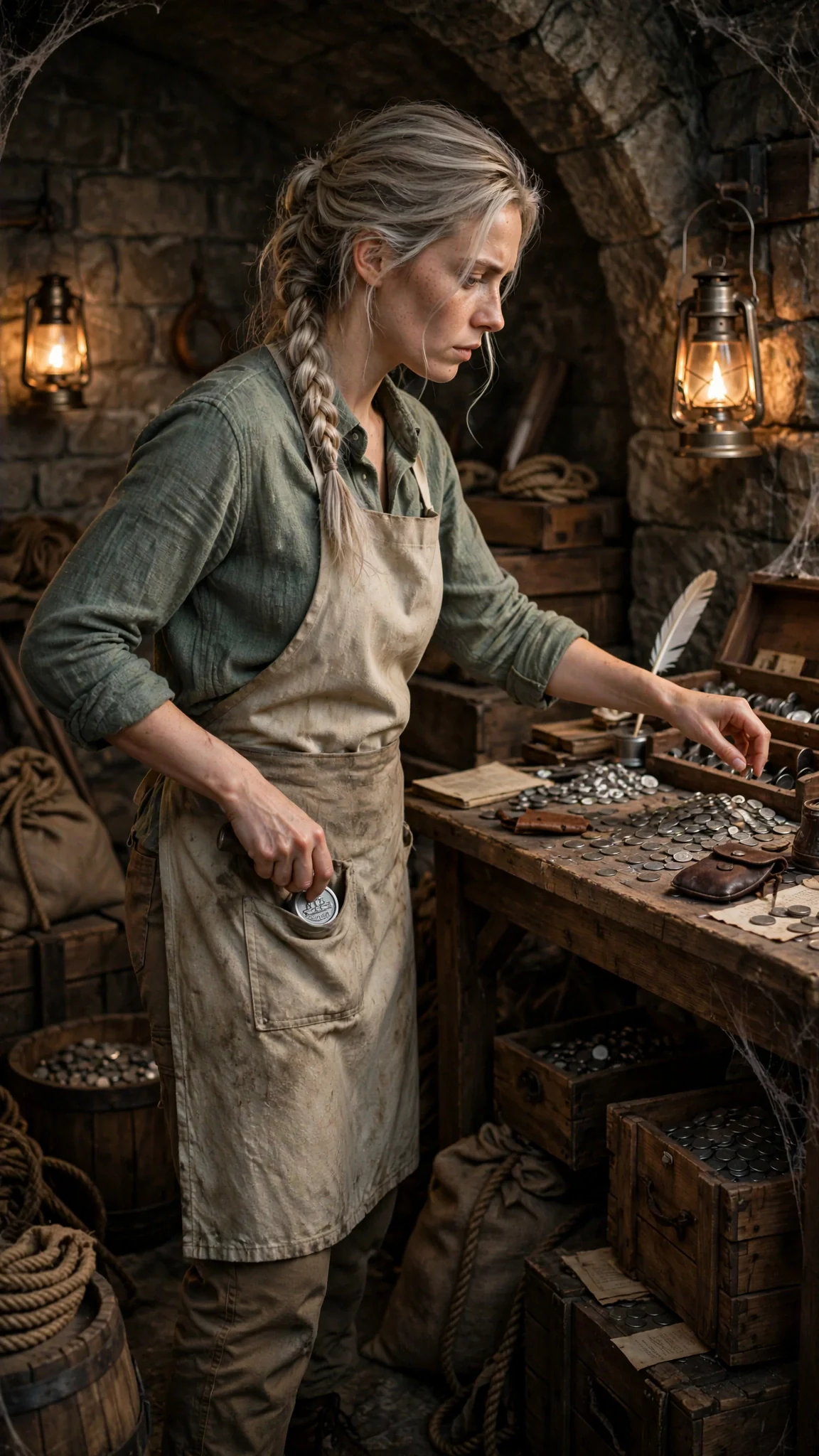 Fiona stands and tucks the silver seal into her apron pocket.