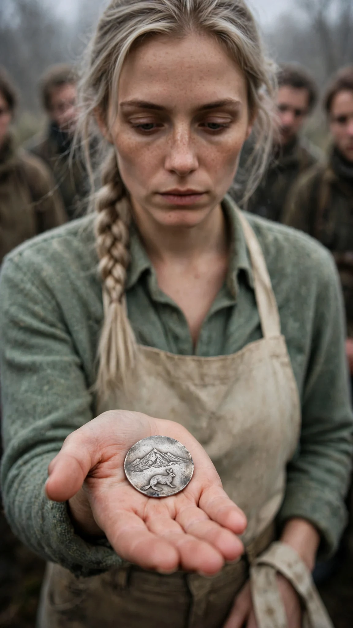 Fiona holds out a silver seal in her open palm.