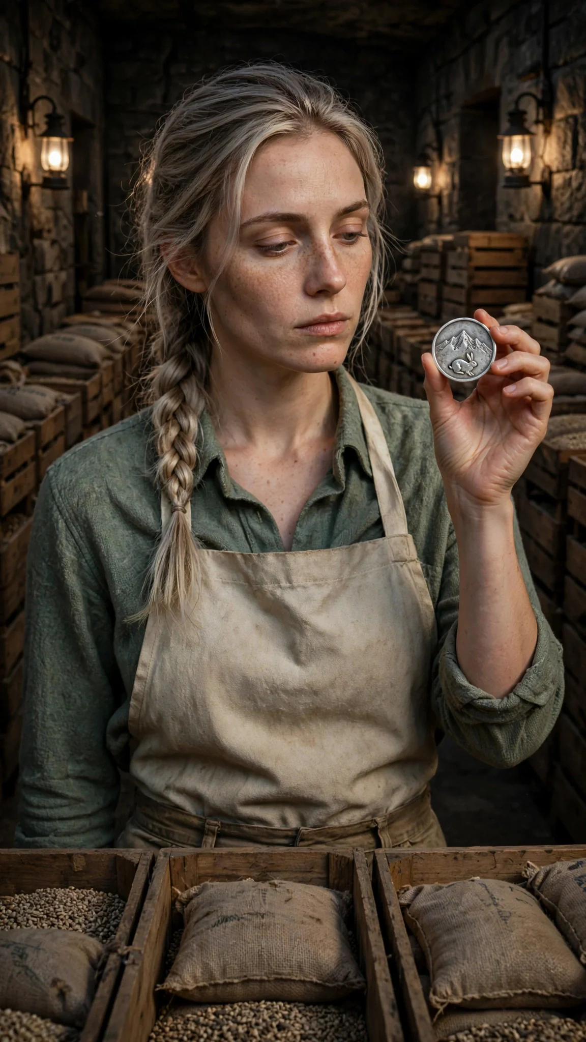 Fiona holds the silver Cairn seal up to the lamplight, her jaw set.
