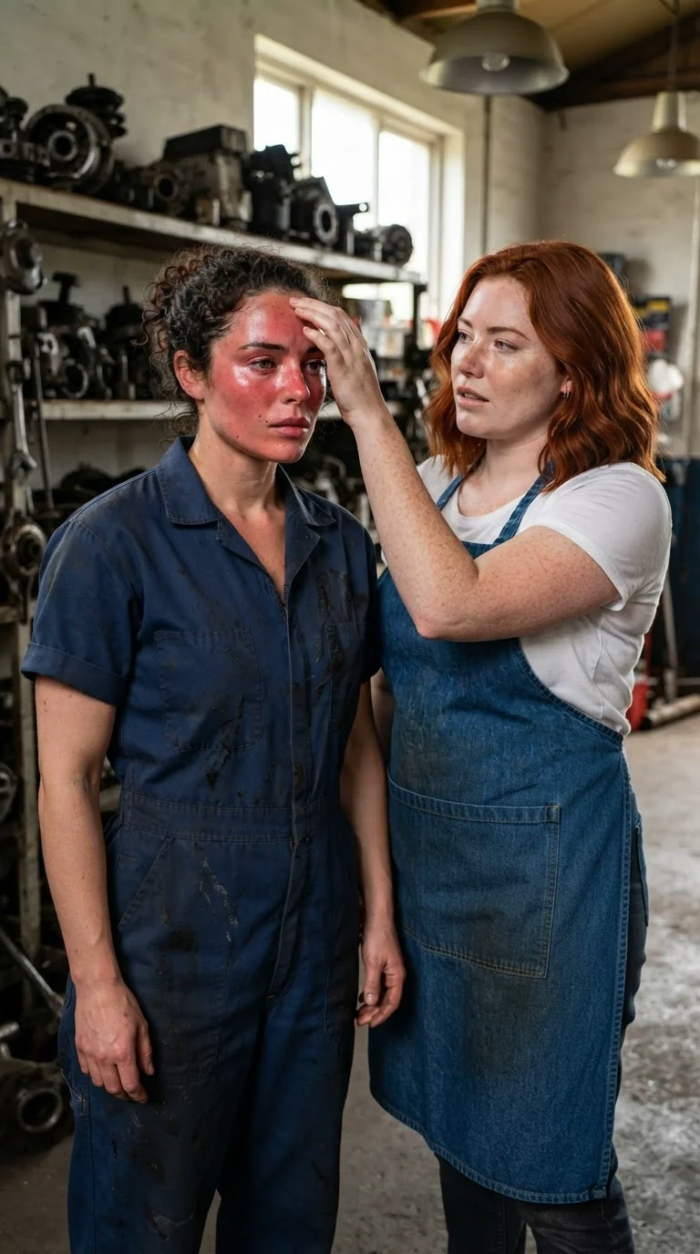 Dora presses the back of her hand to Nola's forehead, alarmed.