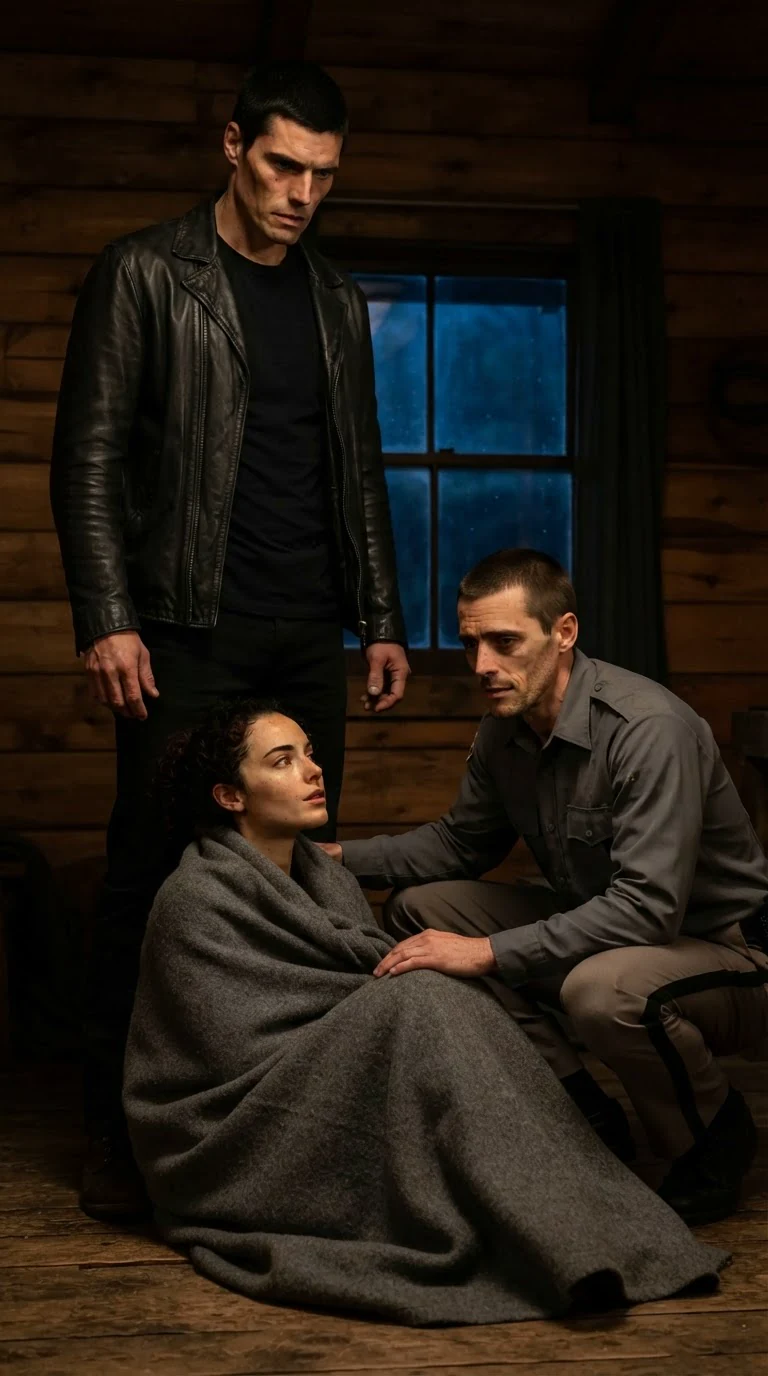 The Alpha stands over the woman on the floor and orders his second to leave.