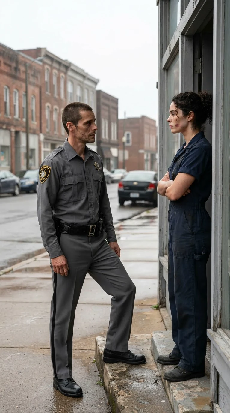 The deputy turns back at the door, and she asks him why.