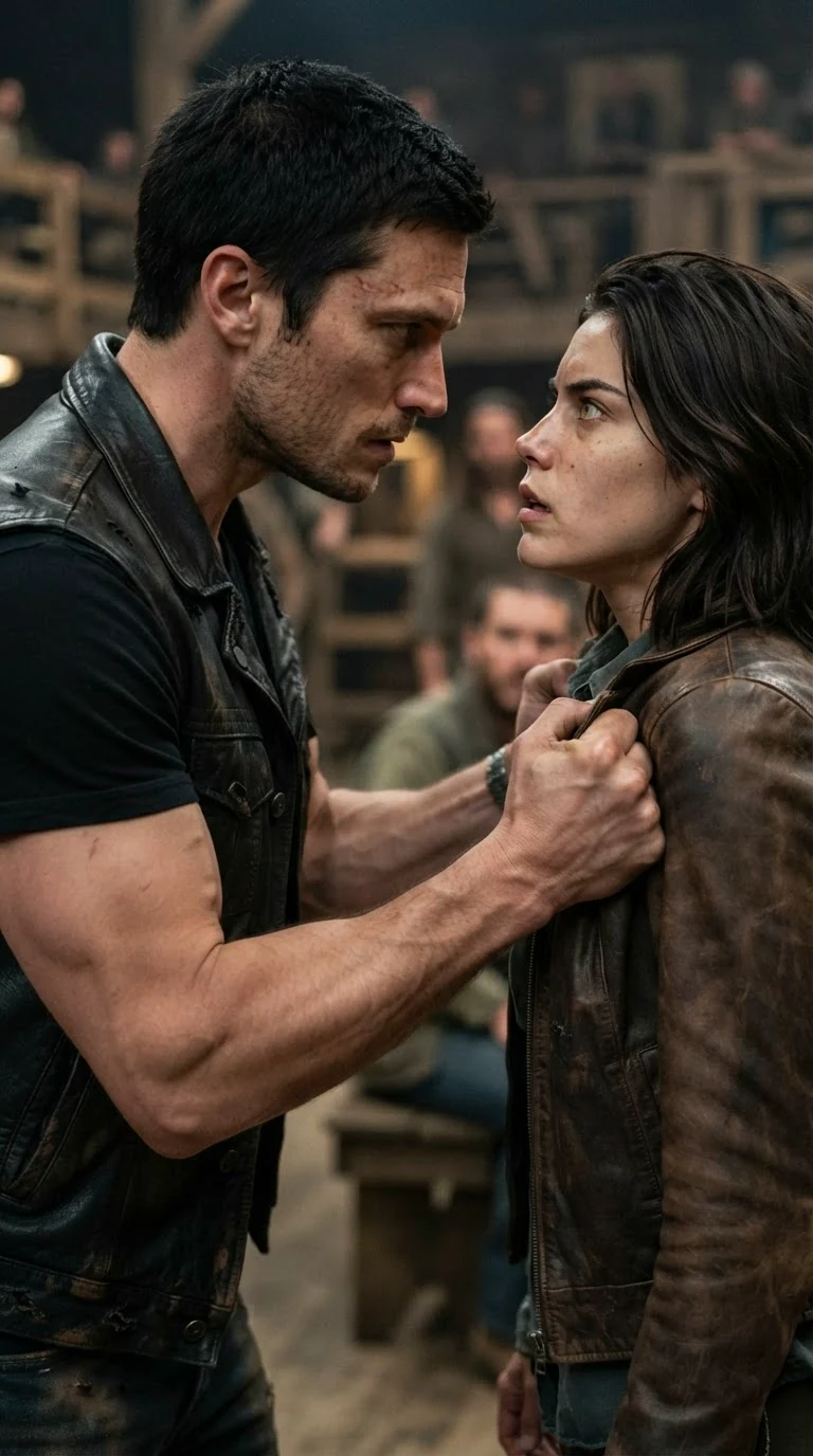 Ryland's hand clamps around Maela's arm above the elbow.