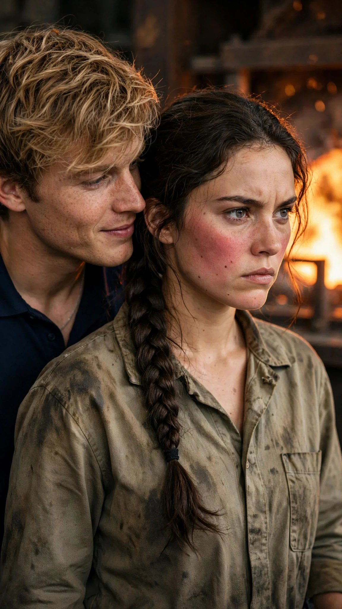 Wade speaks low near Elspeth's ear, her jaw tight.