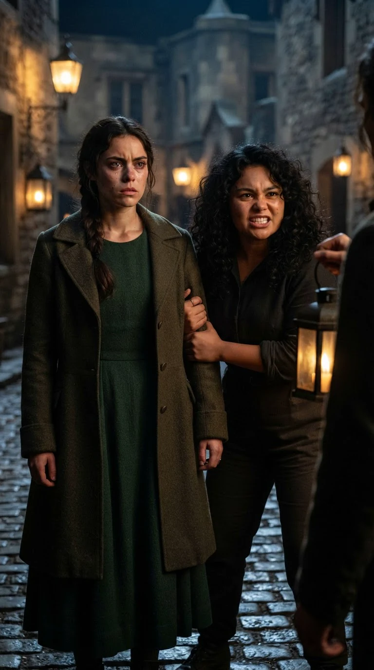 Elspeth stands silent, jaw tight, Ottilie's hand closing on her arm.