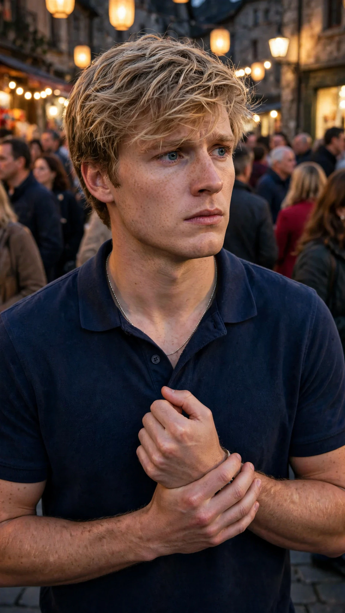 Wade across the circle clamps a hand over his own wrist, pale-faced, staring at Elspeth.