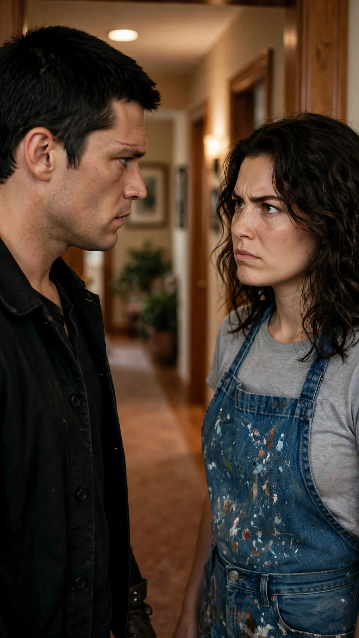 Gideon's flat gray eyes as Faye argues with him.