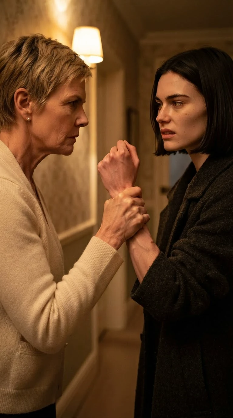 Bernice gripping Odette's wrist, turning it.