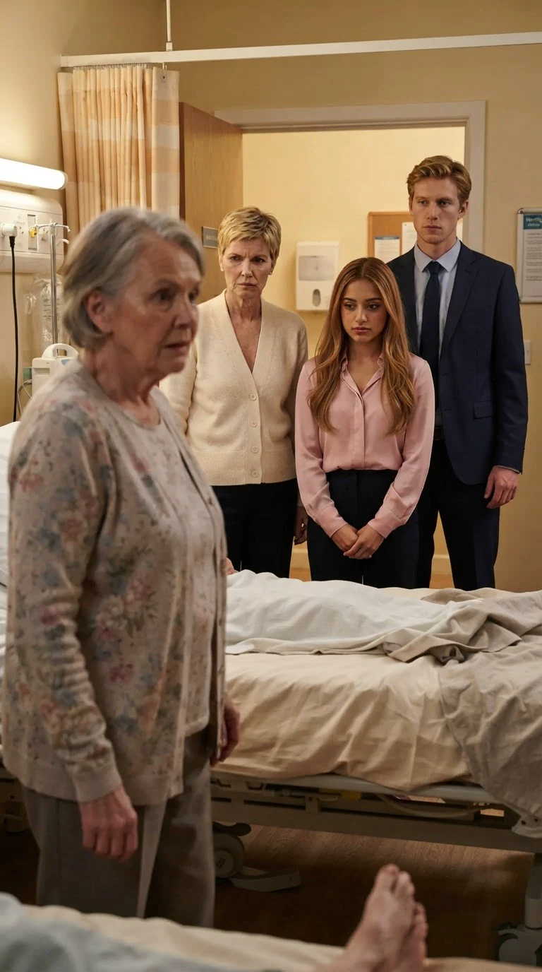 Bernice stands in the doorway with a hard face while Suki and Preston linger behind her.