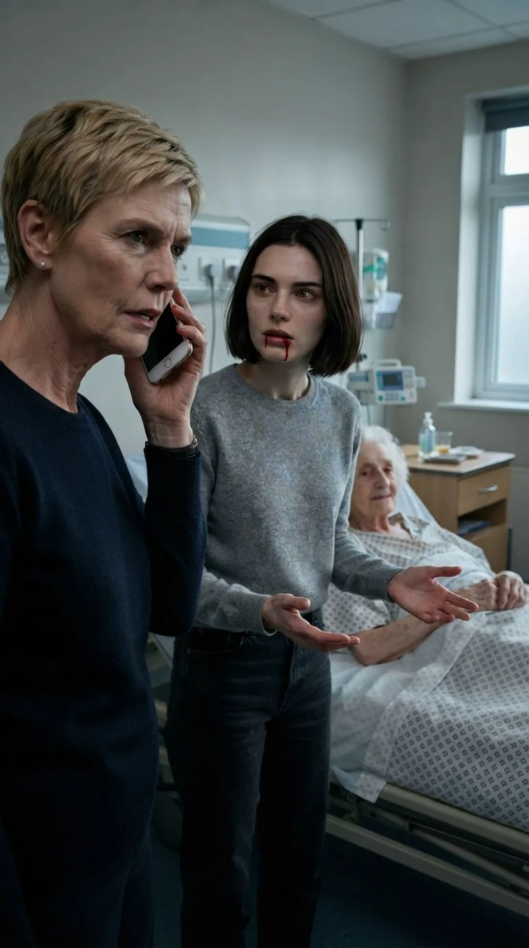 Bernice holds up a phone and orders transfer papers while Odette stands between her and Hattie.