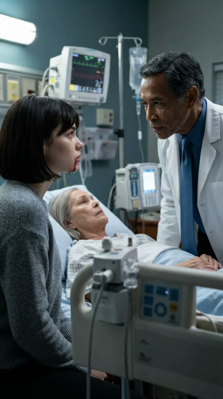 Kell looks across Hattie's bed directly into Odette's eyes.