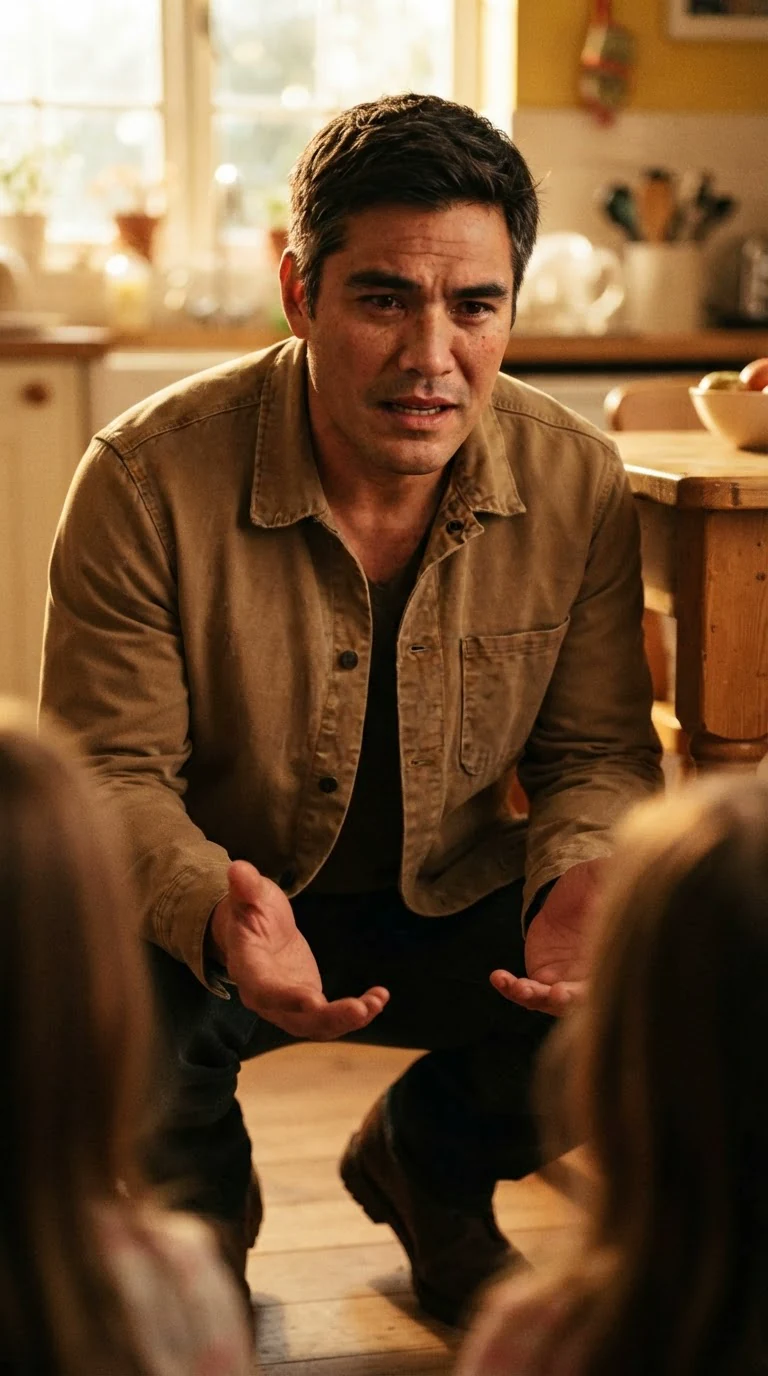 The sheriff holds both girls and speaks, his face breaking.