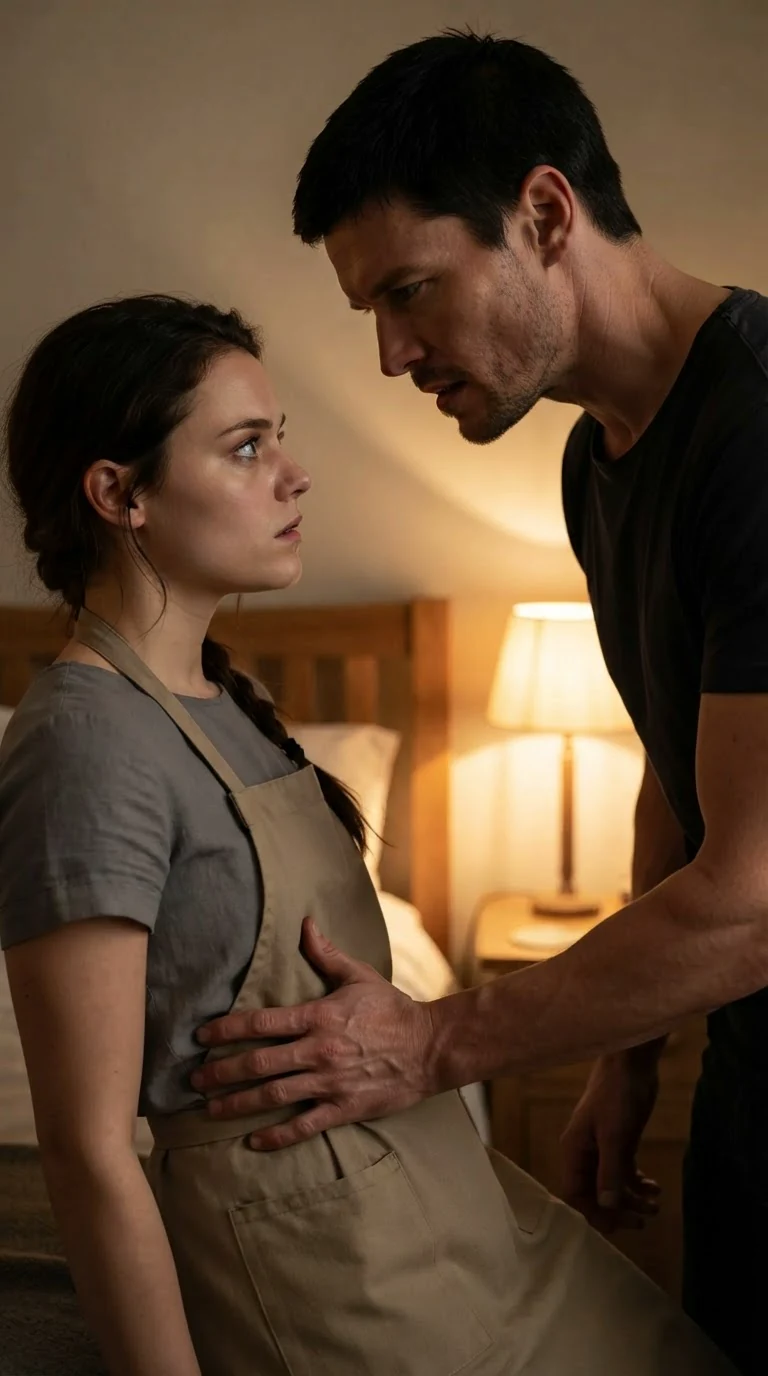 Caelan stares at Avery's mouth, then releases her apron.