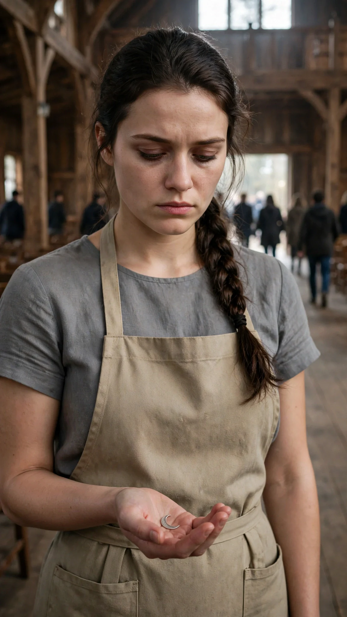Avery stands alone in the emptying hall, looking down at the silver pin in her palm.